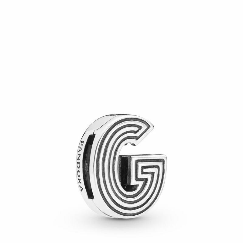 Pandora Reflexions™ Letter G Clip Charm Ireland - Sterling Silver/Silicone - 598031QYB